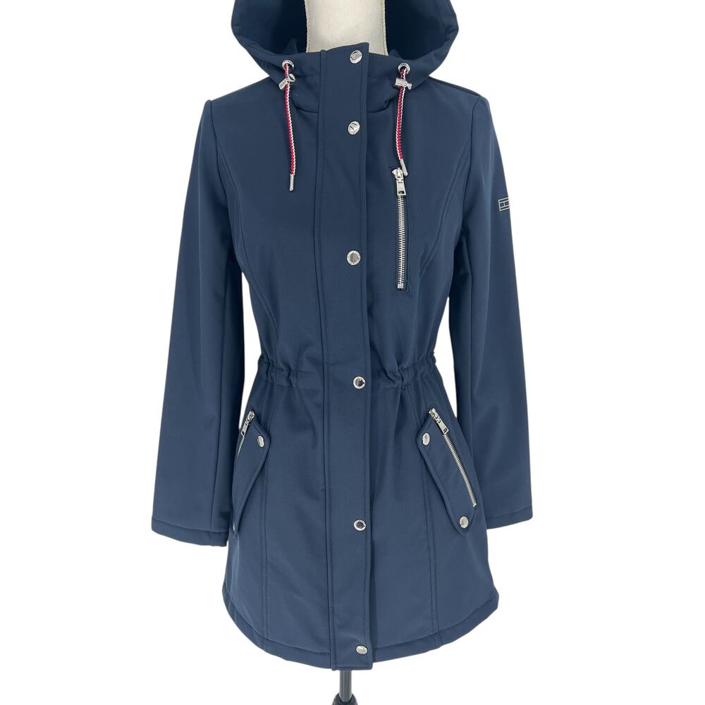 Tommy Hilfiger Hooded Cinch Waist Softshell Raincoat XXS - Picture 6 of 15